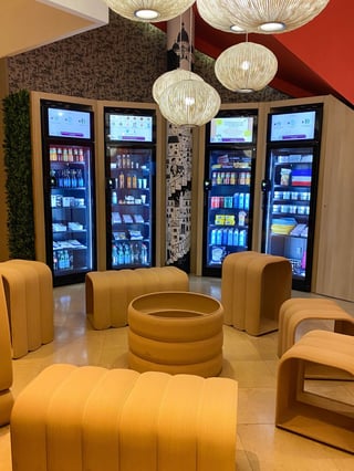 Selfly Store intelligent vending machines in a hotel lobby